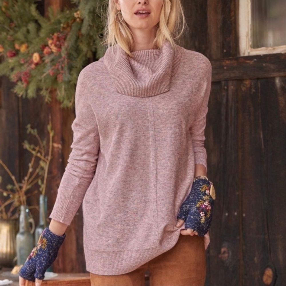 Sundance gracie isle cowl neck oversized sweater marled pink size S